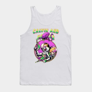 Astronauts Calvin and Hobbes Fight Monsters Xenomorph Tank Top